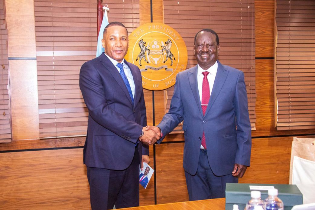 Raila Odinga with Botswana's President Duma Boko