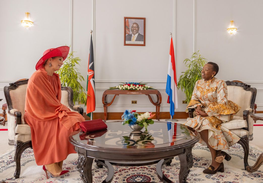 Queen of the Netherlands Maxima, and Kenya's First Lady Mama Rachel at State House, Nairobi in March 2025