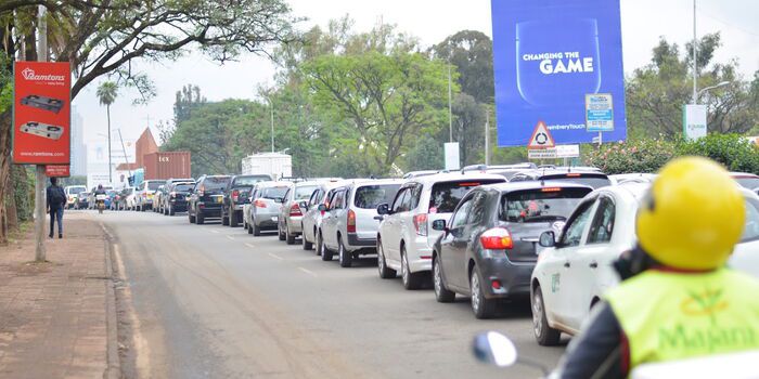A photo of vehicles in traffic in Nairobi