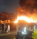 Flames engulf a section of Gikomba market on Sunday, May 18 in the third fire incident at the market this year