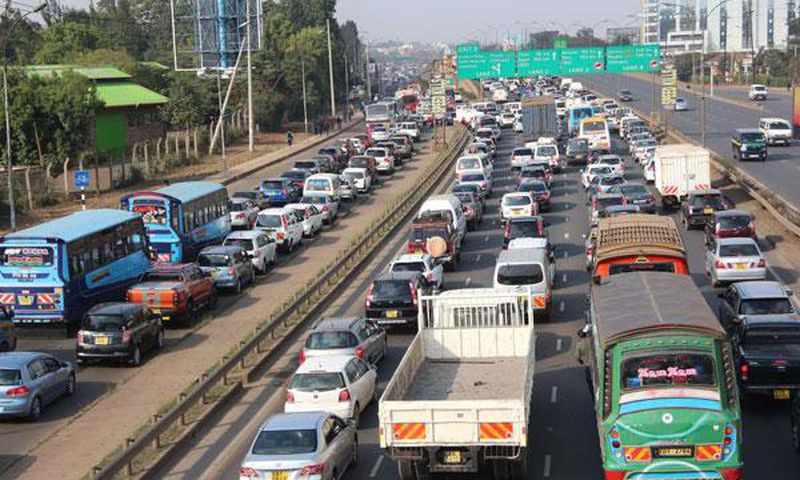 Vehicles stuck in traffic