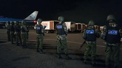 File image of Police monitoring cargo at JKIA