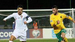Portugal's Cristiano Ronaldo scored four goals for the second time on the international stage as Portugal hammered Lithuania
