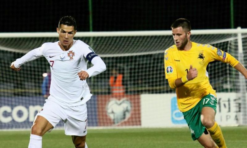 Portugal's Cristiano Ronaldo scored four goals for the second time on the international stage as Portugal hammered Lithuania