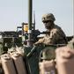 An American soldier is pictured during NATO military exercises on June 16, 2017 in Orzysz, Poland
