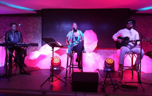 Sara and Bez and david perform