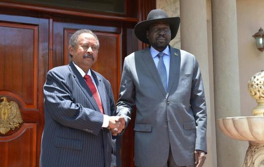 Sudan's new prime minister Abdalla Hamdok met with South Sudanese President Salva Kiir in Juba