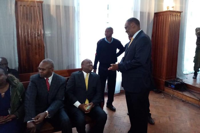 Former Nairobi Governor Evans Kidero consoles Treasury CS Henry Rotich