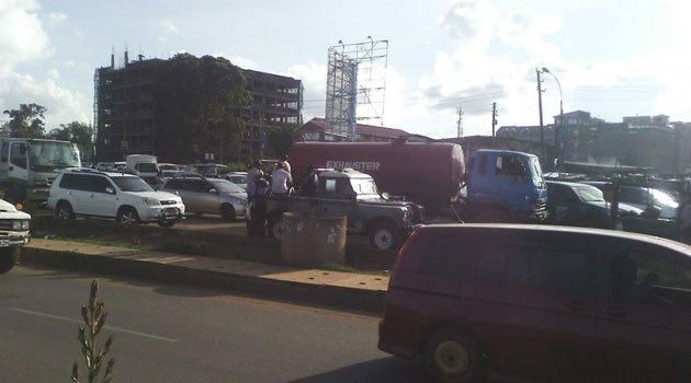 Fuel tanker overturns on Thika Superhighway causing traffic snarl up at Kenyatta University