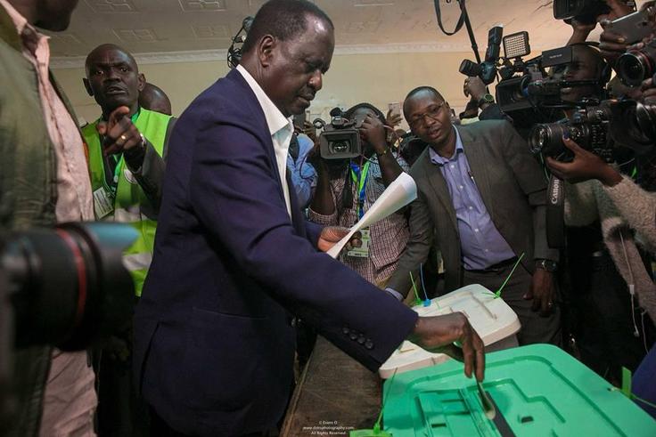 ODM party leader Raila Odinga casting his vote in Kibra during a past election. Edwin Sifuna, Elizabeth Ongoro, Imran Okoth likely to vie for Kibra seat to replace Ken Okoth