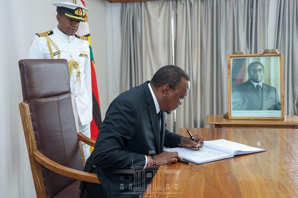 Uhuru joins world leaders for Mugabe’s funeral in Harare [Photos]