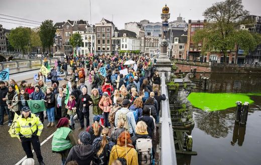 Police arrested some 130 Extinction Rebellion climate change protestors in central Amsterdam