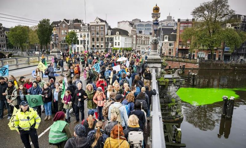 Police arrested some 130 Extinction Rebellion climate change protestors in central Amsterdam