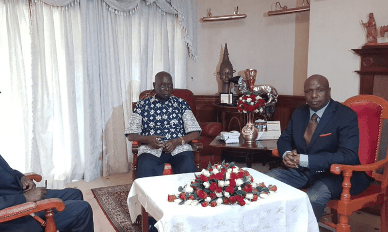 File image of President Salva Kiir with Senator Gideon Moi and Mzee Moi in May when the South Sudan President visited mzee Moi in Kabarak
