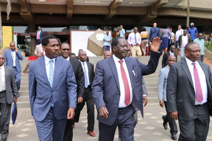 Raila Odinga joins Trade and Industrialization CS Peter Munya for the 3rd Kenya Trade Week held at KICC
