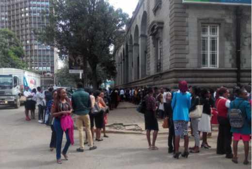 File image of thousands lining up for job interviews at a past succesful recrutment drive by Sarova Stanely Hotel
