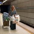This handout video frame grab from the Los Angeles Police Department shows a homeless woman singing opera in the Los Angeles metro on September 26, 2019