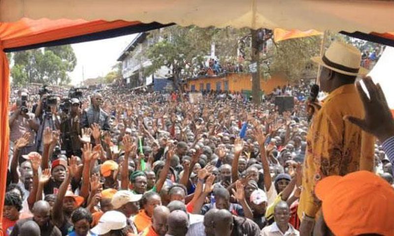 Raila Odinga addressing Kibra residents
