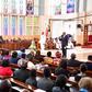 President Uhuru Kenyatta addresses the congregation during 40th commemoration of Mzee Jomo Kenyatta's death. Members of the public invited for 41st commemoration at Holy Family Basilica