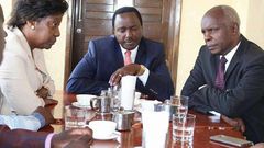 Wiper leader Kalonzo Musyoka (centre) with Charity Ngilu (left) and Kivutha Kibwana