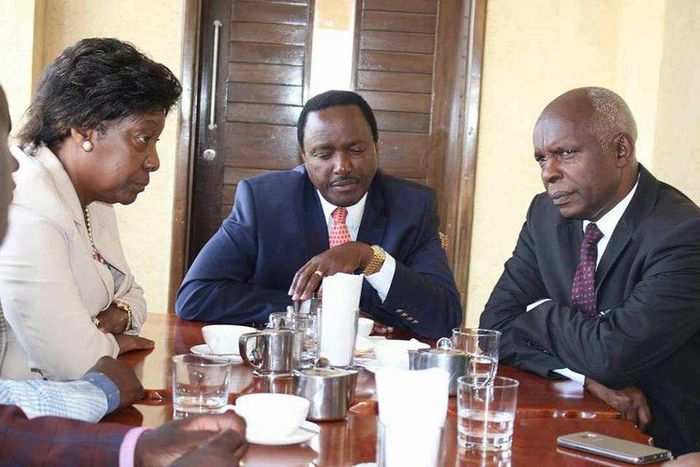 Wiper leader Kalonzo Musyoka (centre) with Charity Ngilu (left) and Kivutha Kibwana