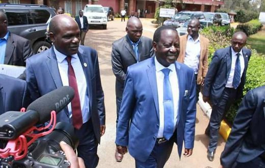 ODM leader Raila Odinga with IEBC Chairman Wafula Chebukati