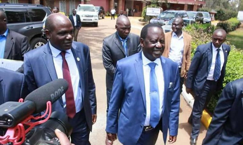 ODM leader Raila Odinga with IEBC Chairman Wafula Chebukati