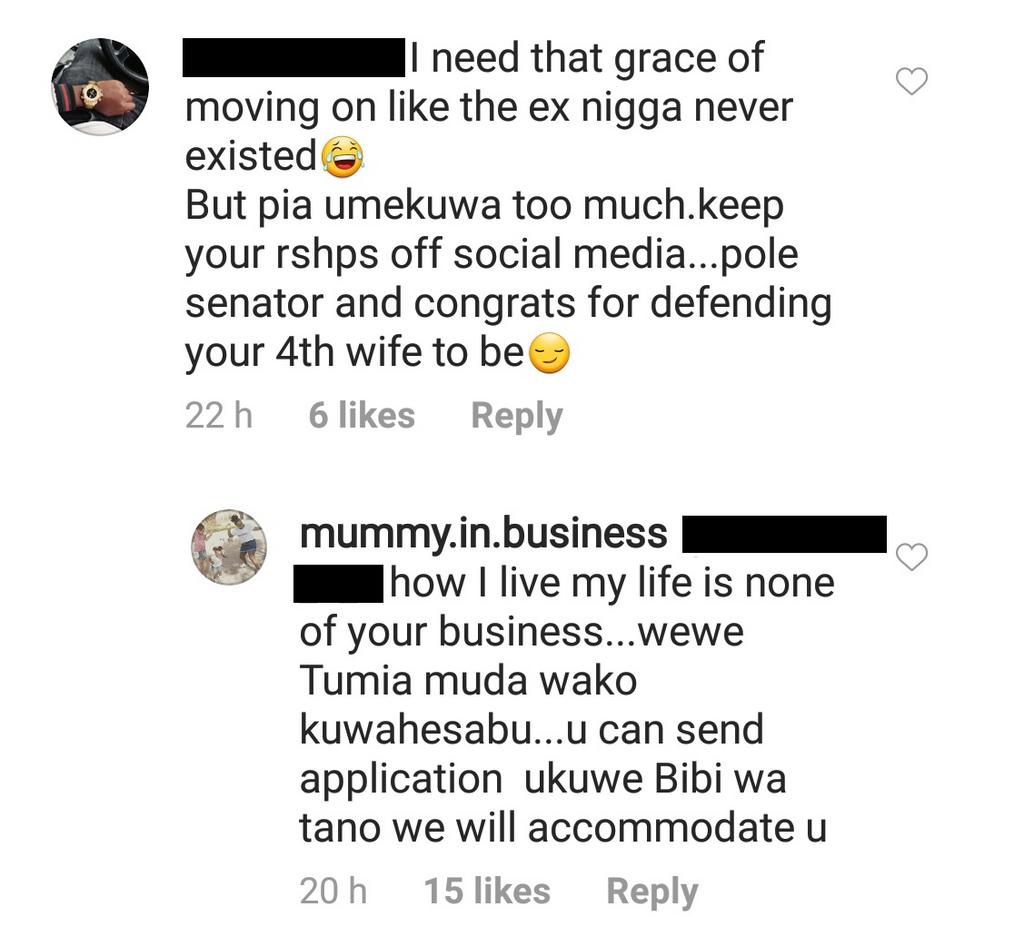 Saumu Mbuvi's reply (Instagram)