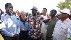 File image of Rapael Tuju with Raila Odinga, Anyang Nyongo and CS Keriako Tobiko