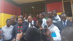 Activist Boniface Mwangi at the Central Police Station after being released