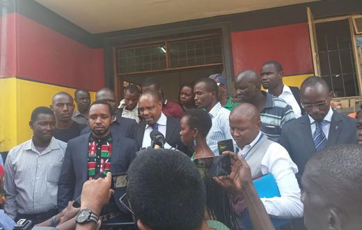 Activist Boniface Mwangi at the Central Police Station after being released