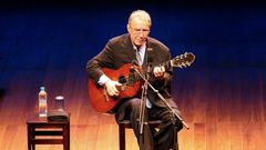 Brazilian musician Joao Gilberto, performing at a concert in Sao Paulo, August 14, 2008
