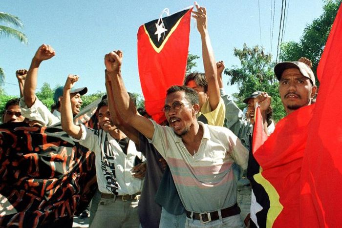 Pro-independence students demonstrate in Dili in May 1999, one day before the United Nations agreed to supervise a vote on the territory's future