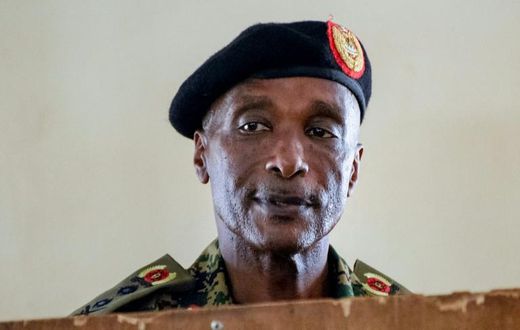 Uganda's former police chief Kale Kayihura, pictured at a military court, was sacked by President Yoweri Museveni arrested in 2018
