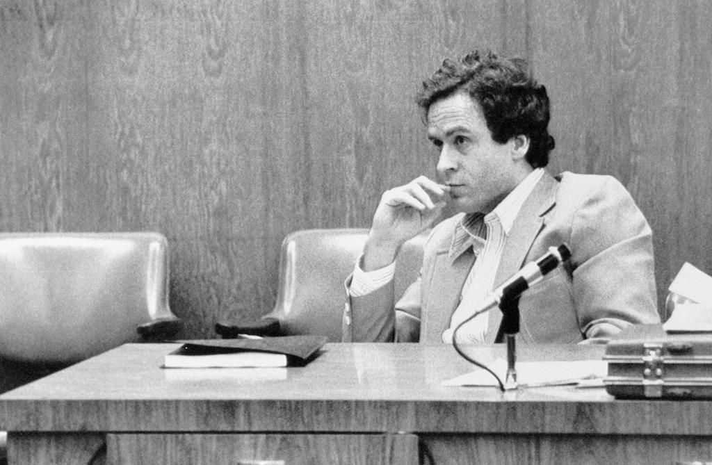 Ted Bundy watching intently in court, where he consistently appeared confident despite having committed at least 30 murders.