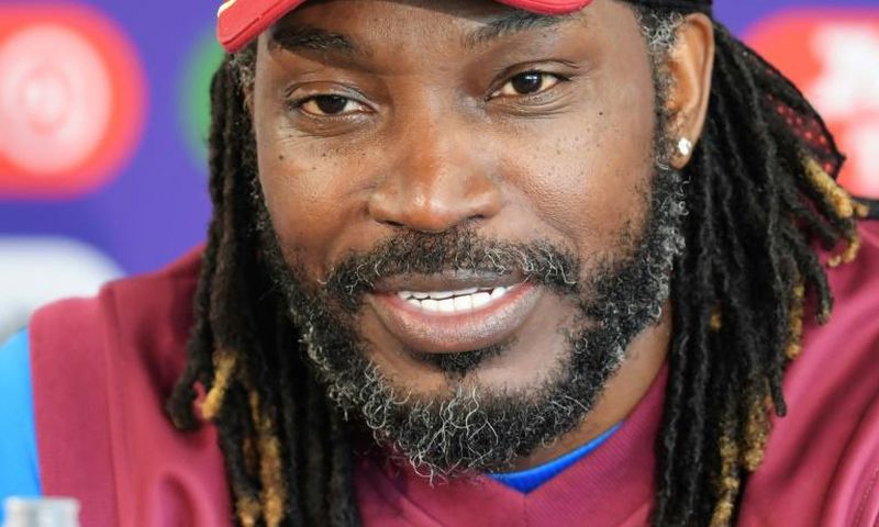 West Indies batsman Chris Gayle speaks to reporters at Old Trafford