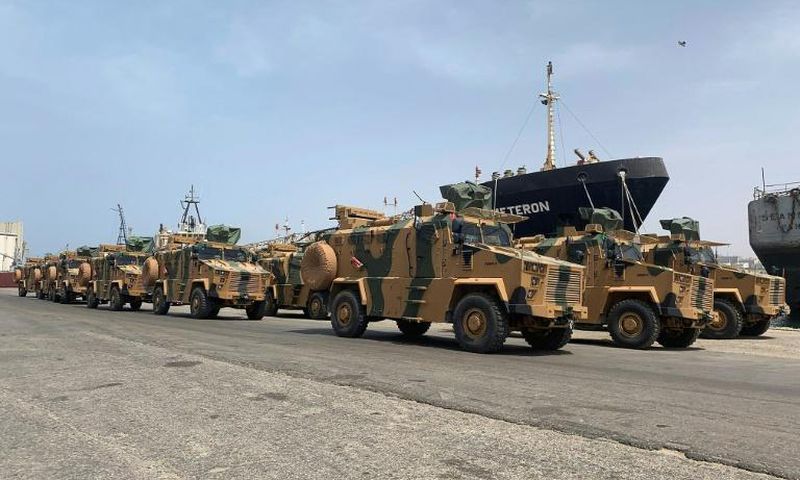Turkish-built armoured vehicles unloaded at Tripoli port