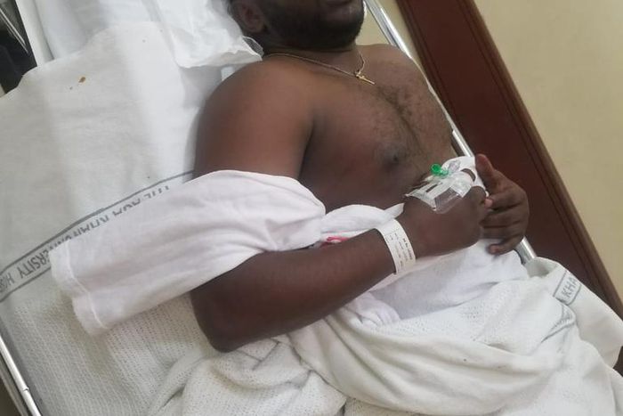 Lamu Senator Anwar Loitiptip at the Aga Khan ICU after attack by unidentified assailants