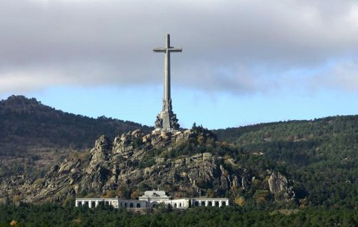 A huge cross stands over the grave of Spanish dictator Francisco Franco in the Valley of the Fallen near Madrid