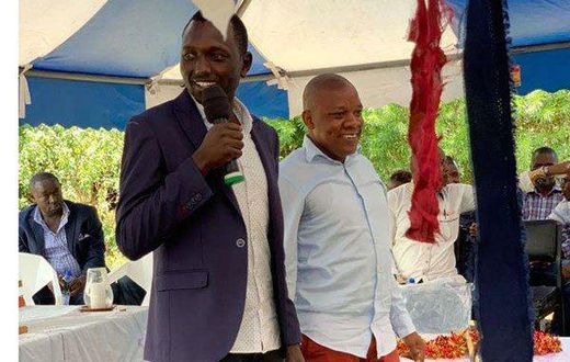 Nick Ruto and Jubilee Party youth leader Victor Ayugi at a fundraiser at Nyamasore Catholic Church in Rarieda, on October 6, 2019. His heightened political ativities are seen as a strategy to mobilize support for DP Ruto ahead of 2022 elections