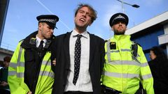 Some protesters were wearing business suits