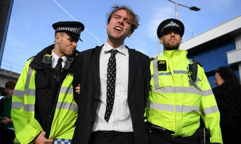 Some protesters were wearing business suits
