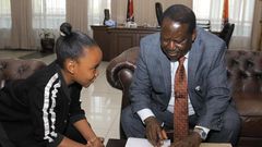 AU envoy Raila Odinga with Wendy Waeni at his office
