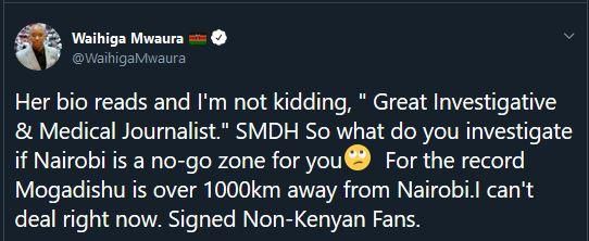 Waihiga's tweet