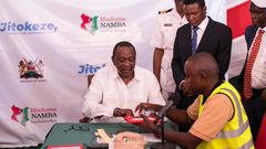 President Uhuru Kenyatta registering for Huduma Namba at the launch of the exercise