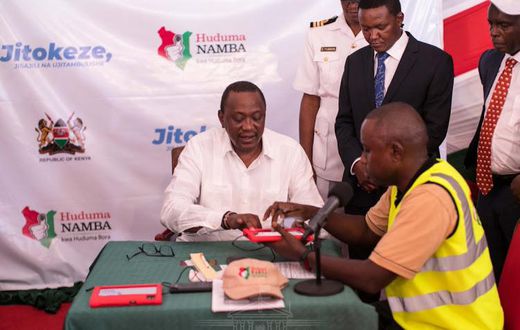 President Uhuru Kenyatta registering for Huduma Namba at the launch of the exercise