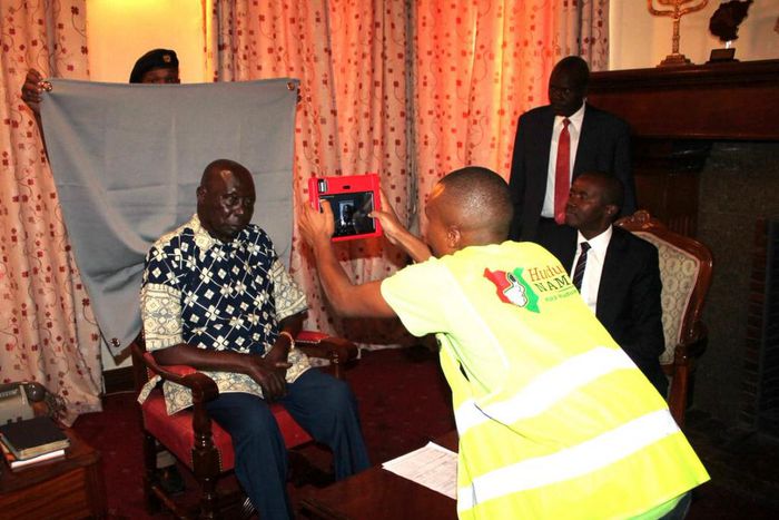 Former President Mzee Moi registers for Huduma Namba at his Kabarnet Gardens home in Nairobi