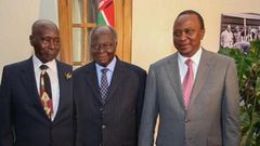 President Uhuru Kenyatta with former President's Mwai Kibaki and Daniel Arap Moi