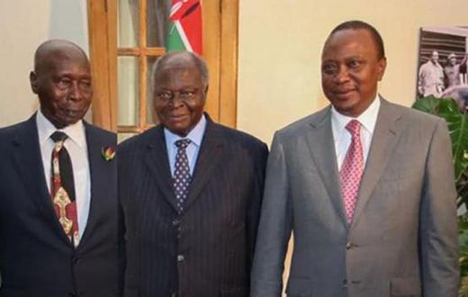 President Uhuru Kenyatta with former President's Mwai Kibaki and Daniel Arap Moi