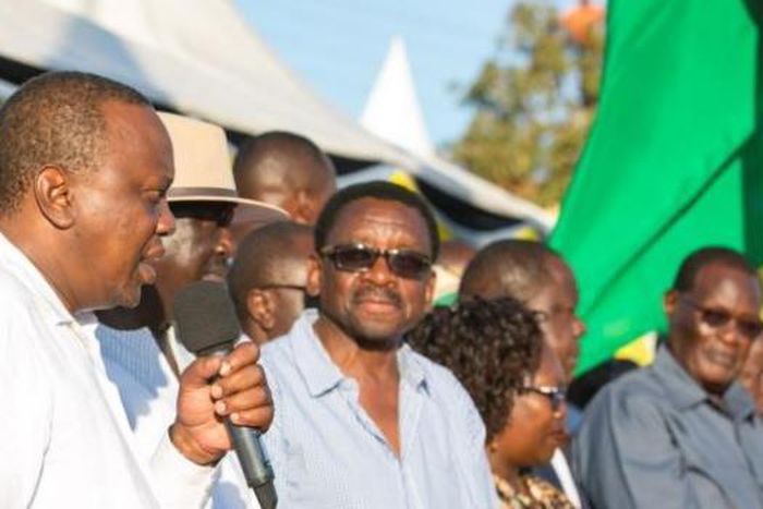 File image of President Uhuru Kenyatta with James Orengo when the president visited Kisumu early this year